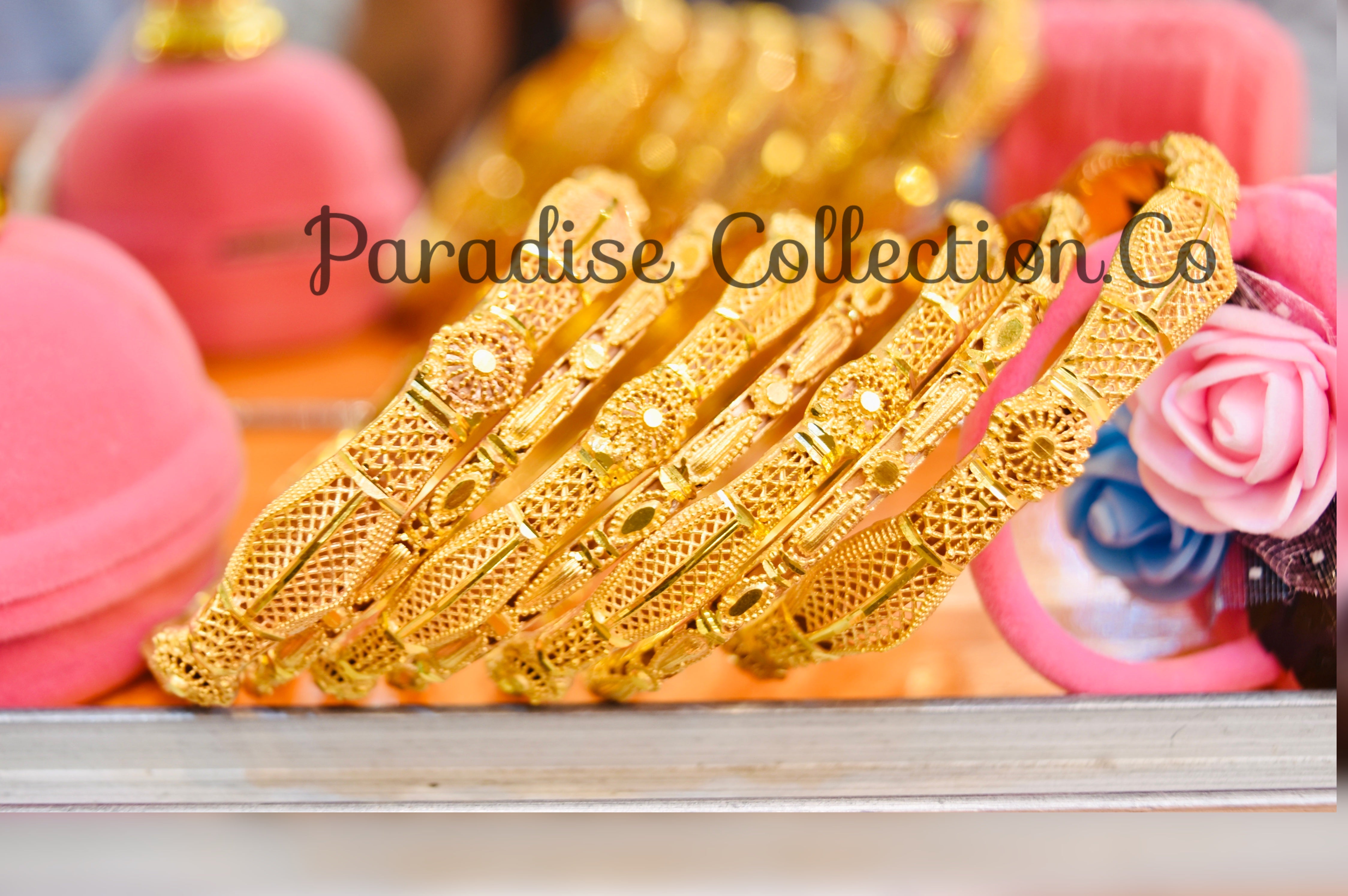 High Quality Light Weight Gold Plated Bangles Set Real Gold Design Art By Paradise