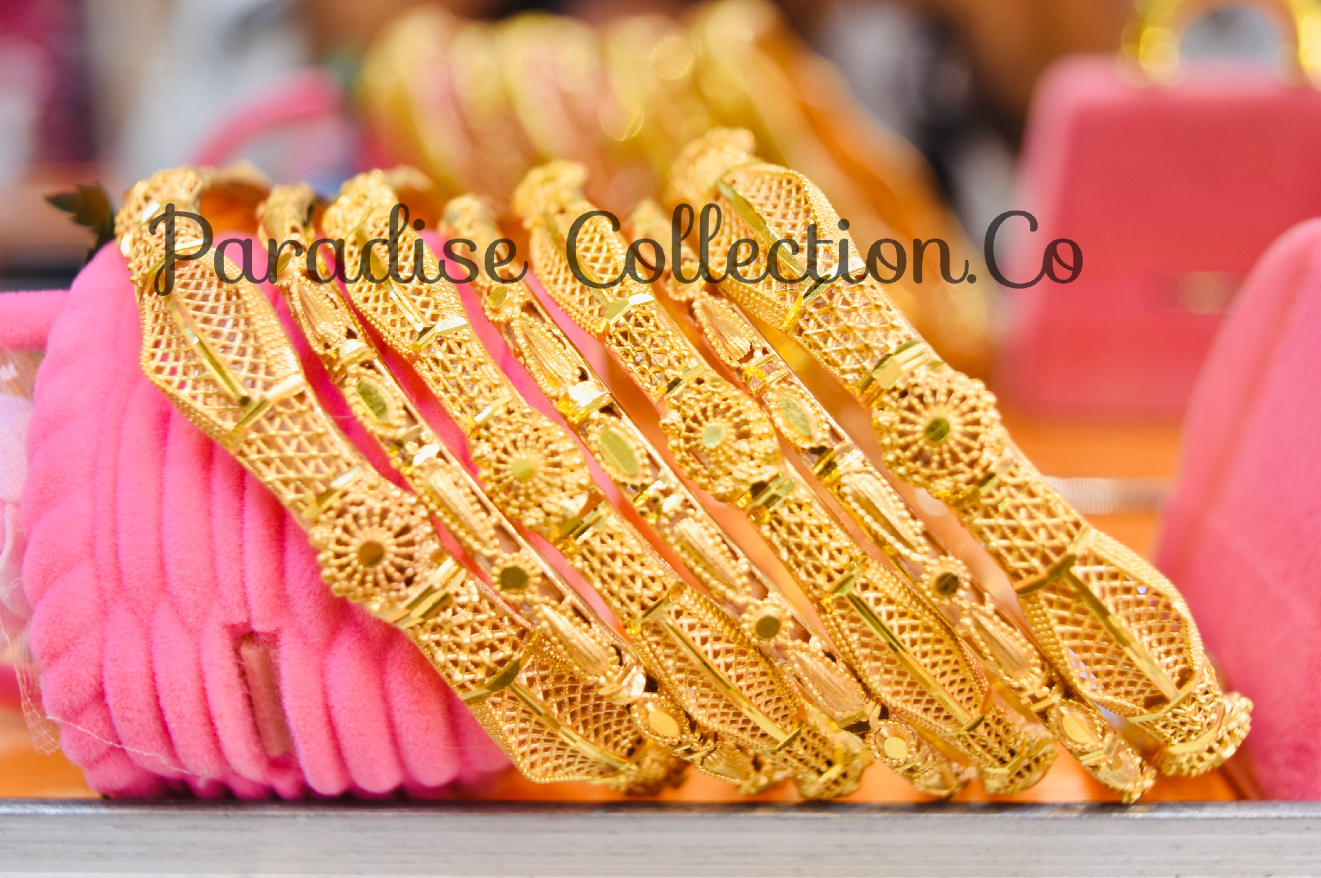 High Quality Light Weight Gold Plated Bangles Set Real Gold Design Art By Paradise