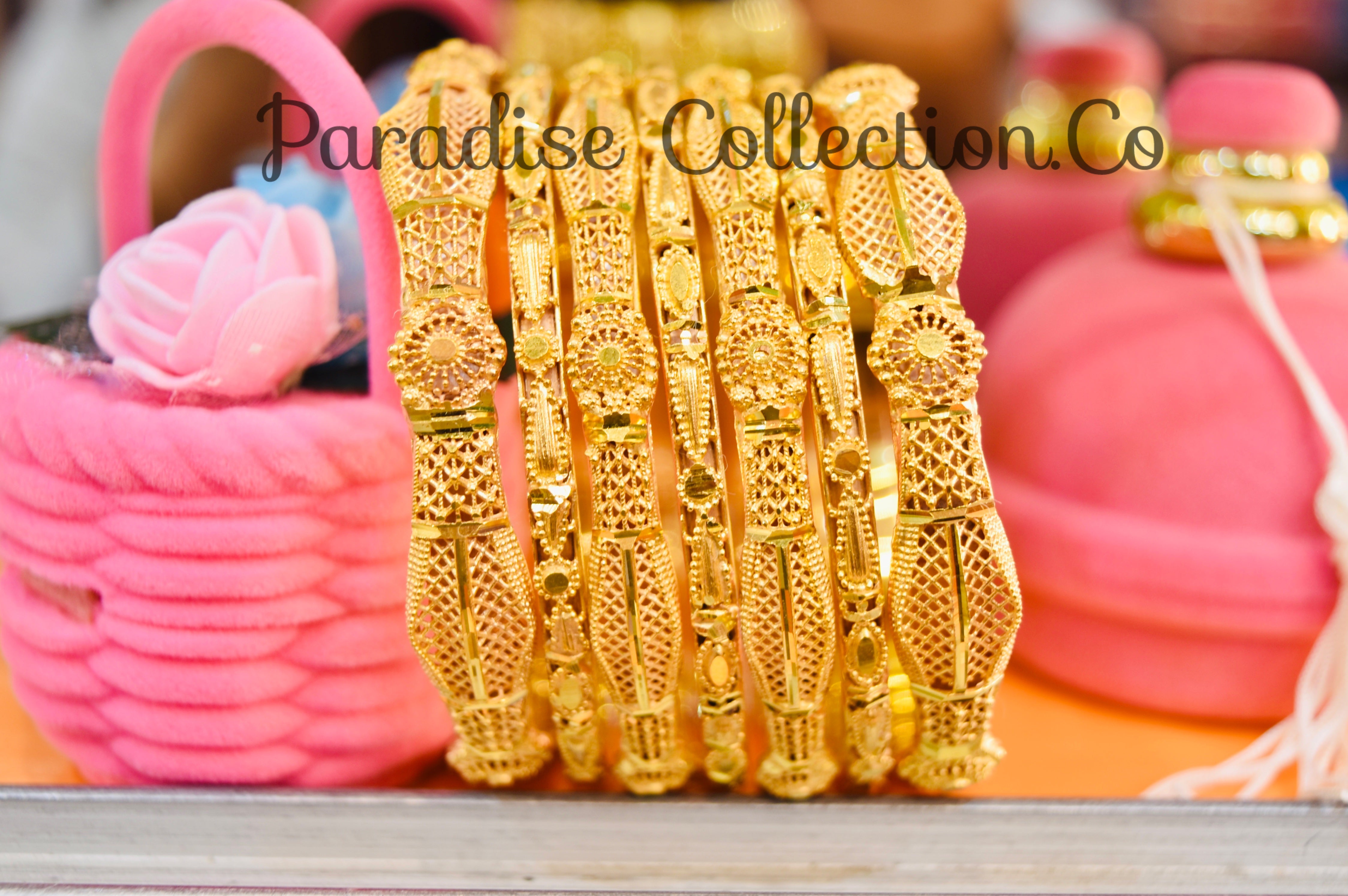 High Quality Light Weight Gold Plated Bangles Set Real Gold Design Art By Paradise