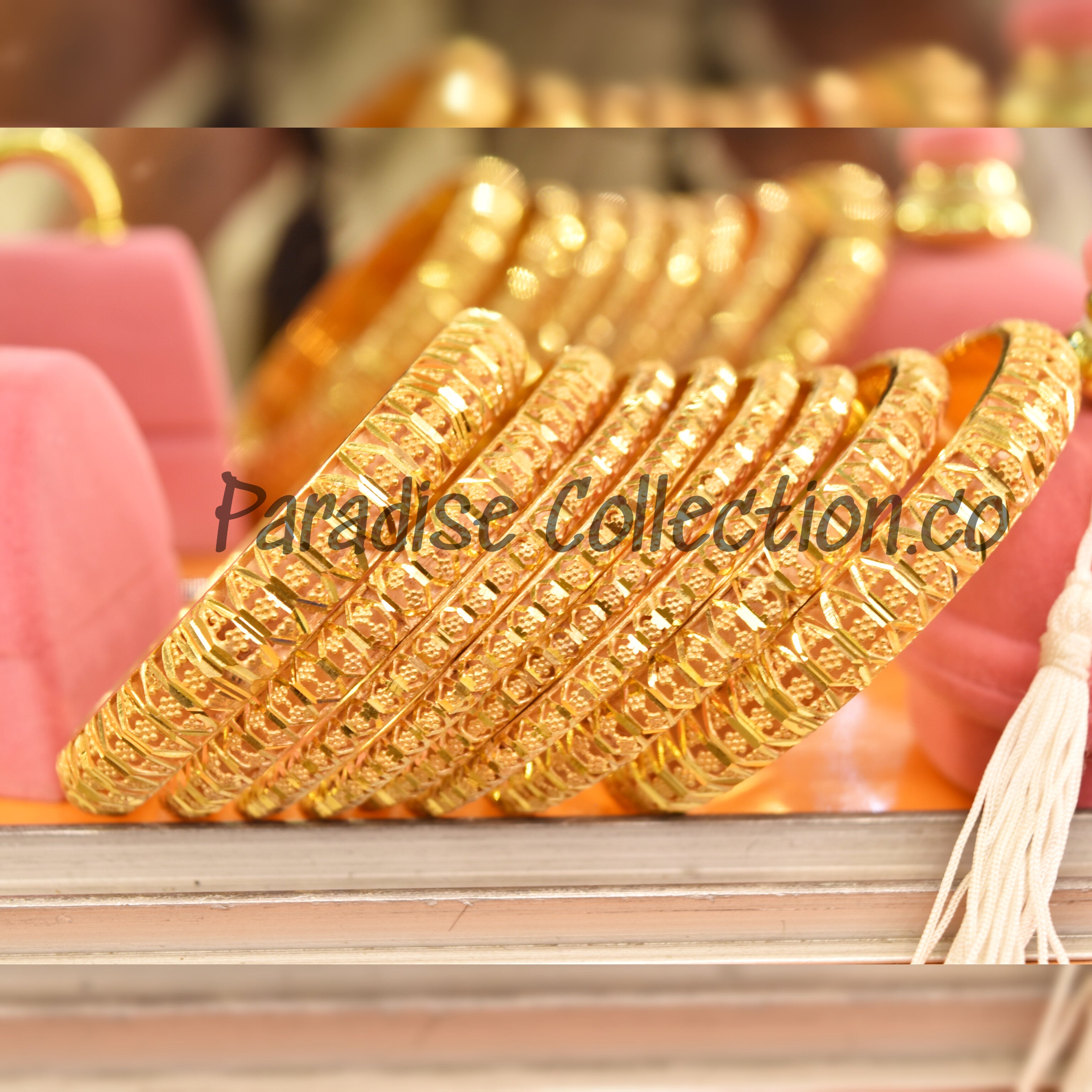 Elegant 24K Gold Plated Bangles Set Party Bridal Jewelry With Fancy Jewelry Box Free