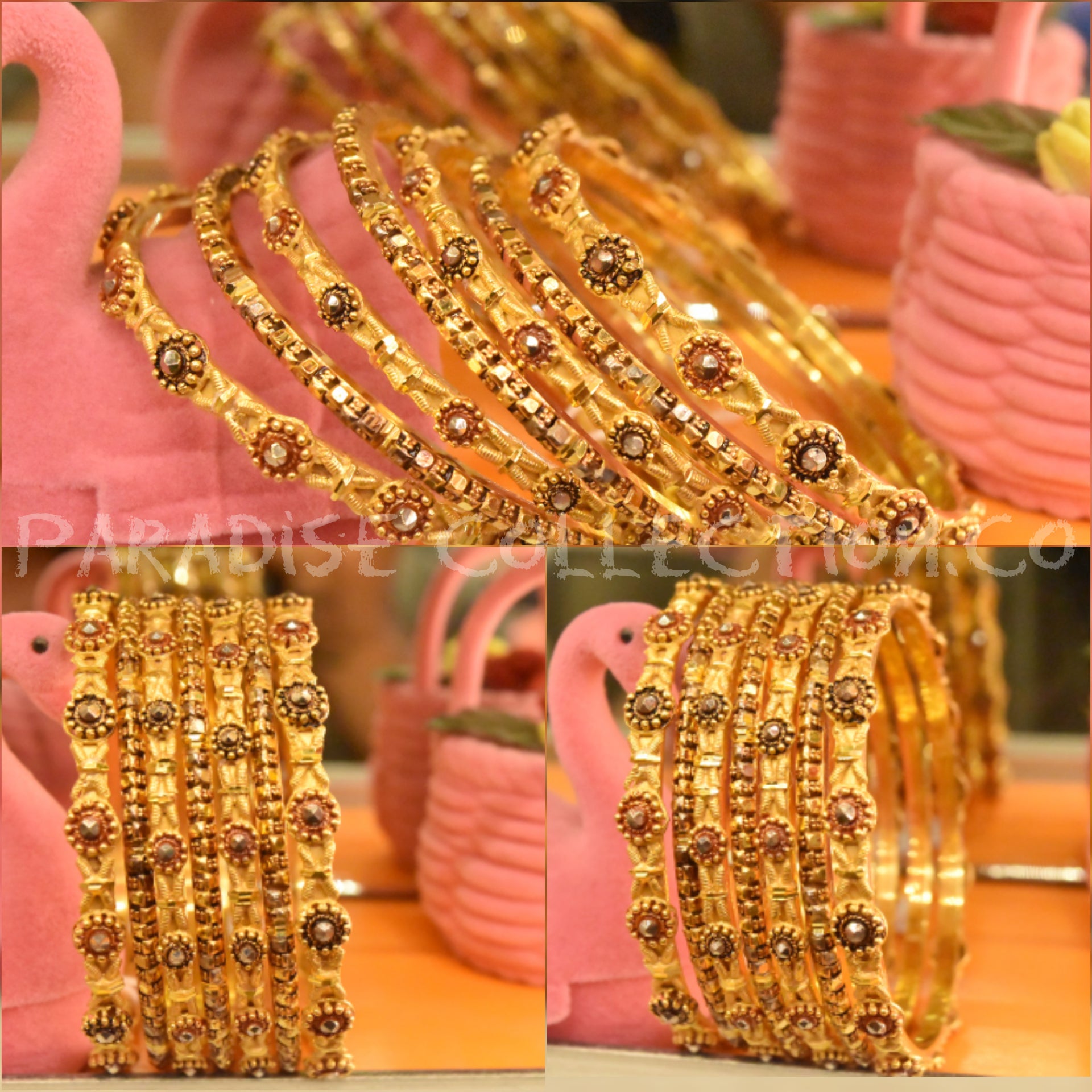 Real Gold Look Bangles Set Premium Quality With Fancy Jewellry Box Free