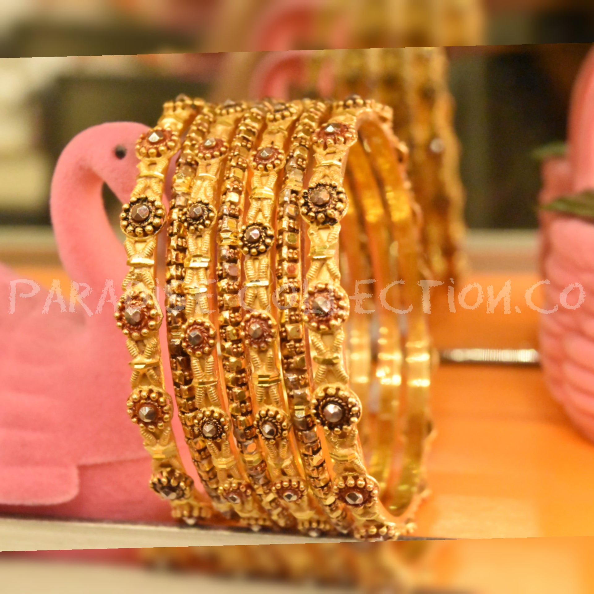 Real Gold Look Bangles Set Premium Quality With Fancy Jewellry Box Free