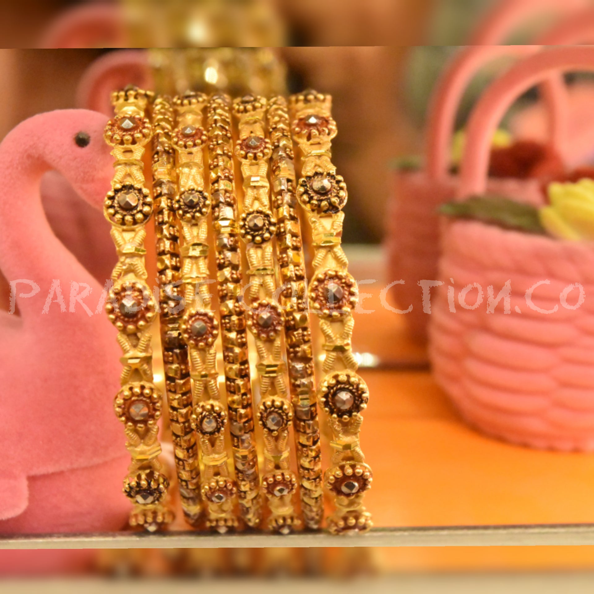 Real Gold Look Bangles Set Premium Quality With Fancy Jewellry Box Free