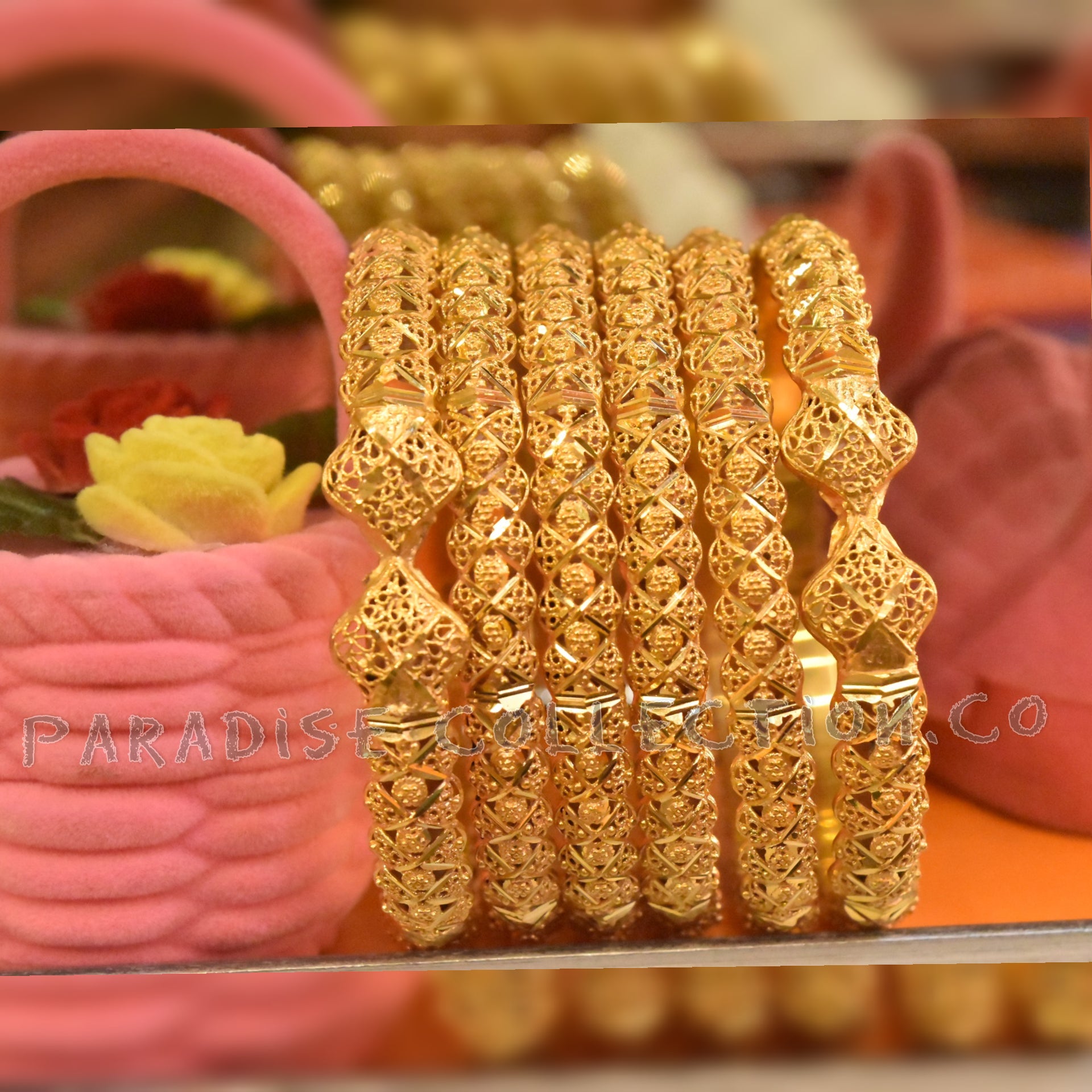 24k Gold Plated Bride Wedding Bangles With Beautiful Gift Pack