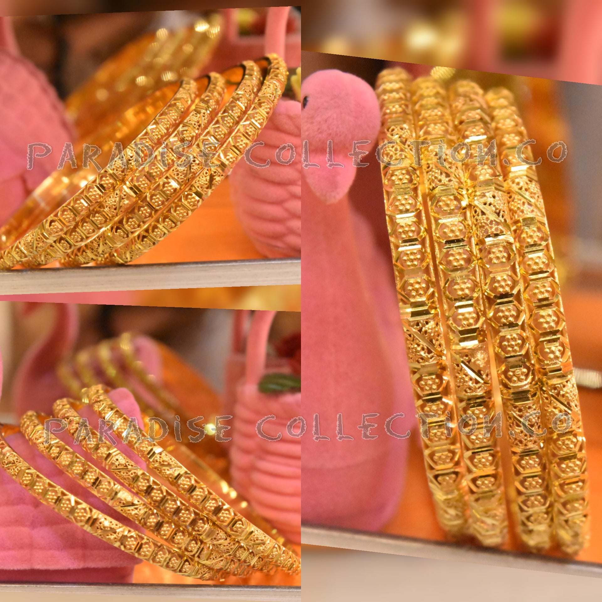 Traditional Gold Plated Bangles - In Paradise Collection With Fancy Jewelry Box Free