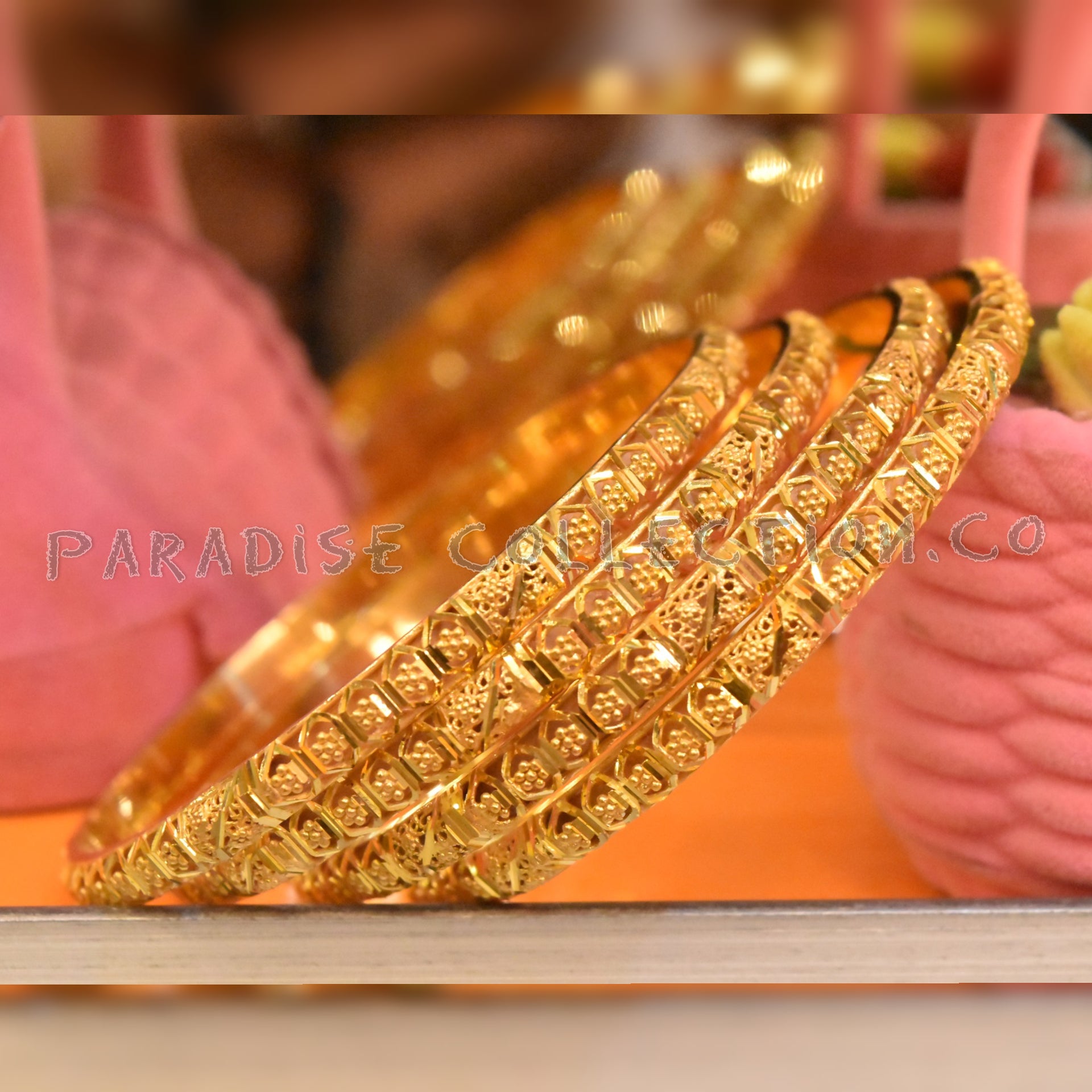 Traditional Gold Plated Bangles - In Paradise Collection With Fancy Jewelry Box Free