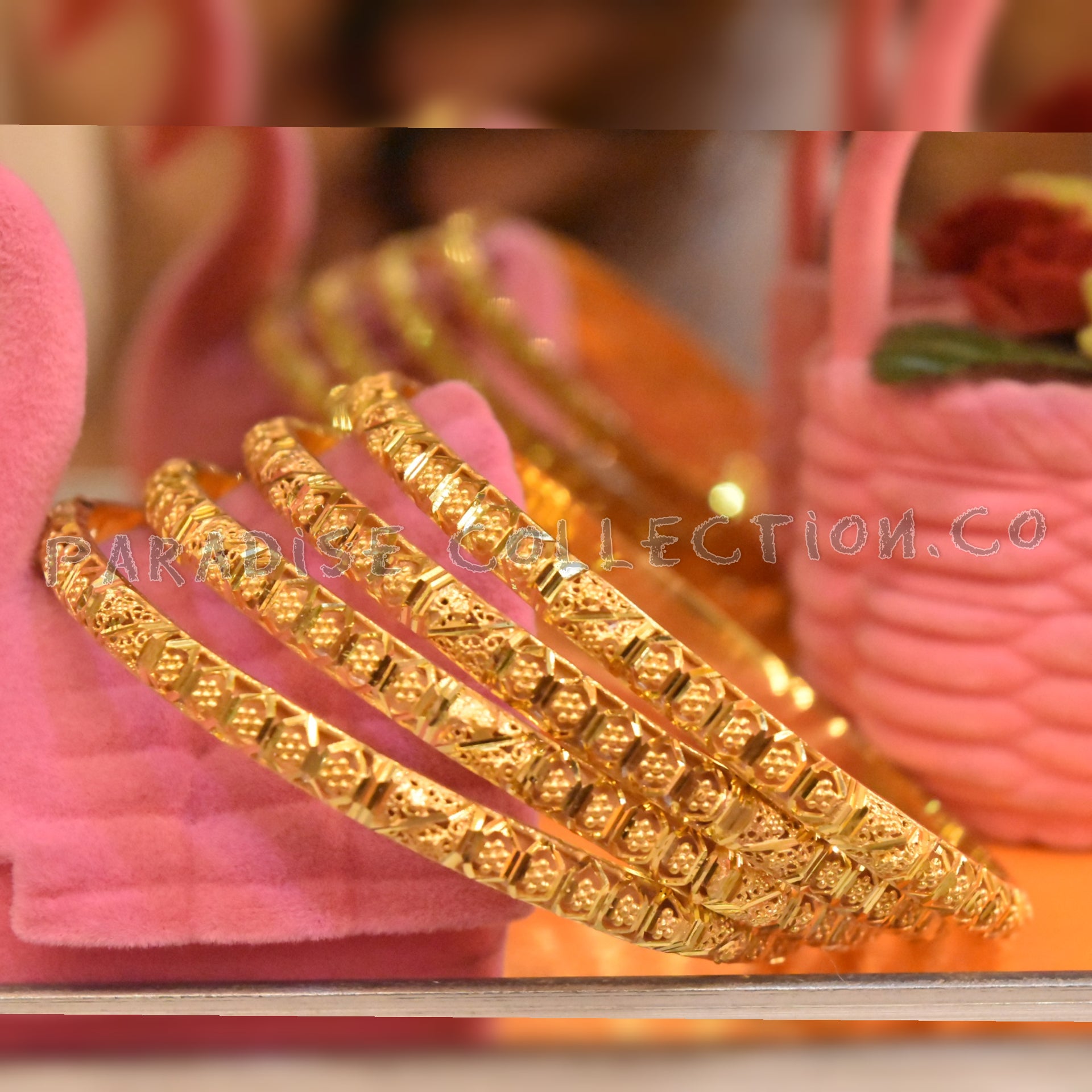 Traditional Gold Plated Bangles - In Paradise Collection With Fancy Jewelry Box Free