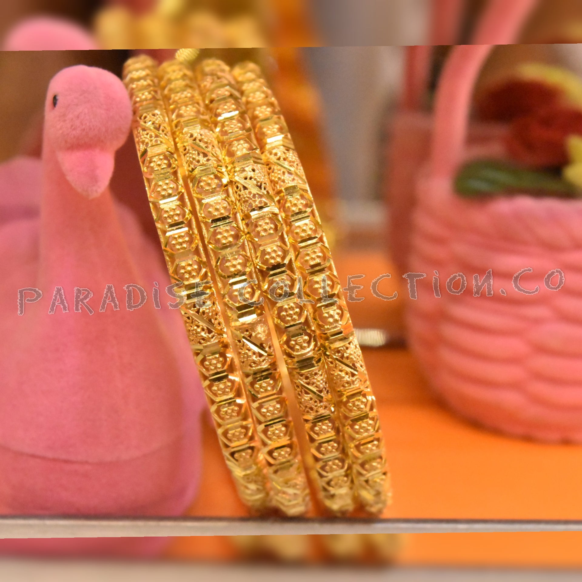 Traditional Gold Plated Bangles - In Paradise Collection With Fancy Jewelry Box Free