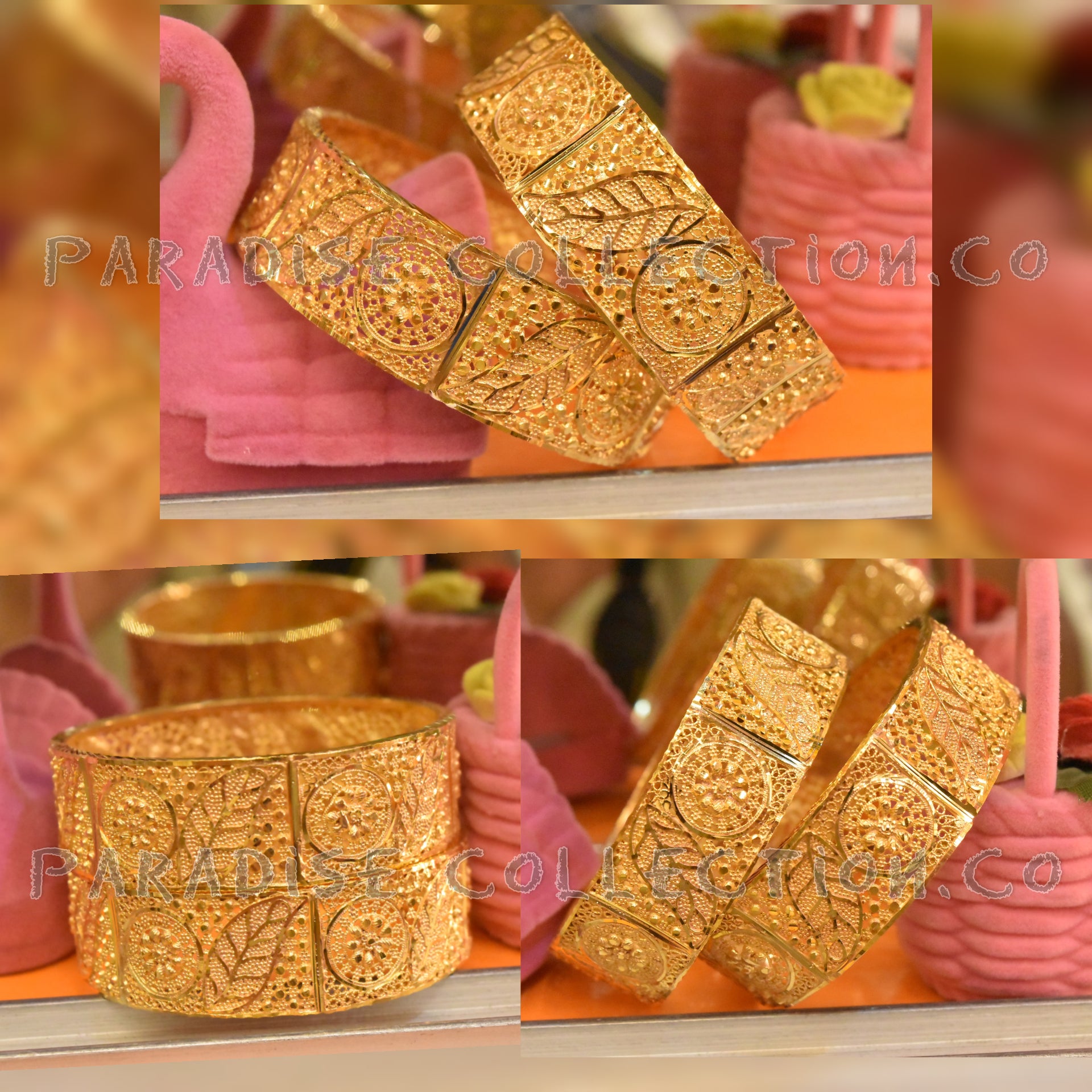 Beautiful Design Real Gold Polish Bangles & Fancy Jewelry Box Free