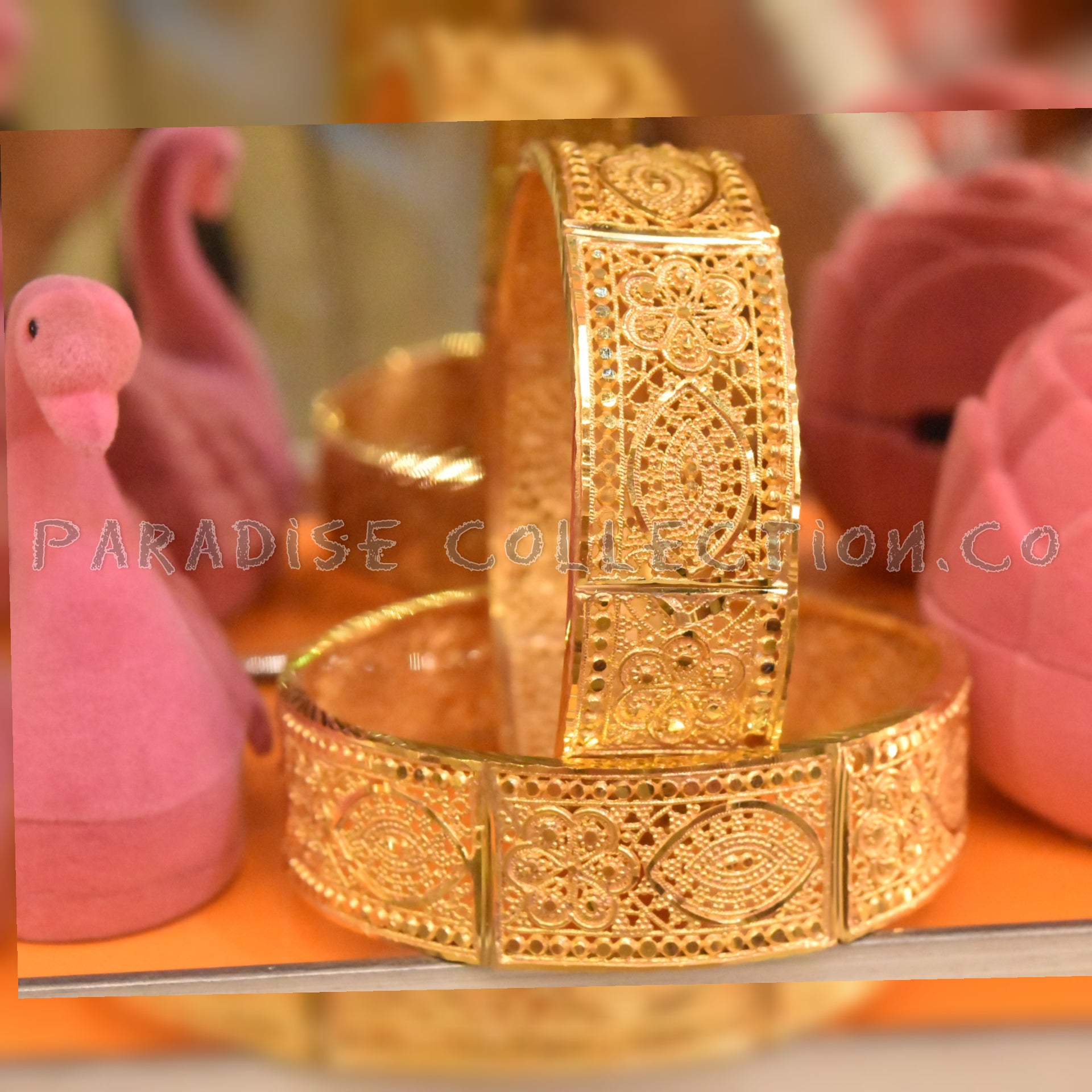 24k Gold Color Wedding Dubai Bangles For Women With Fancy Jewelry Box Free