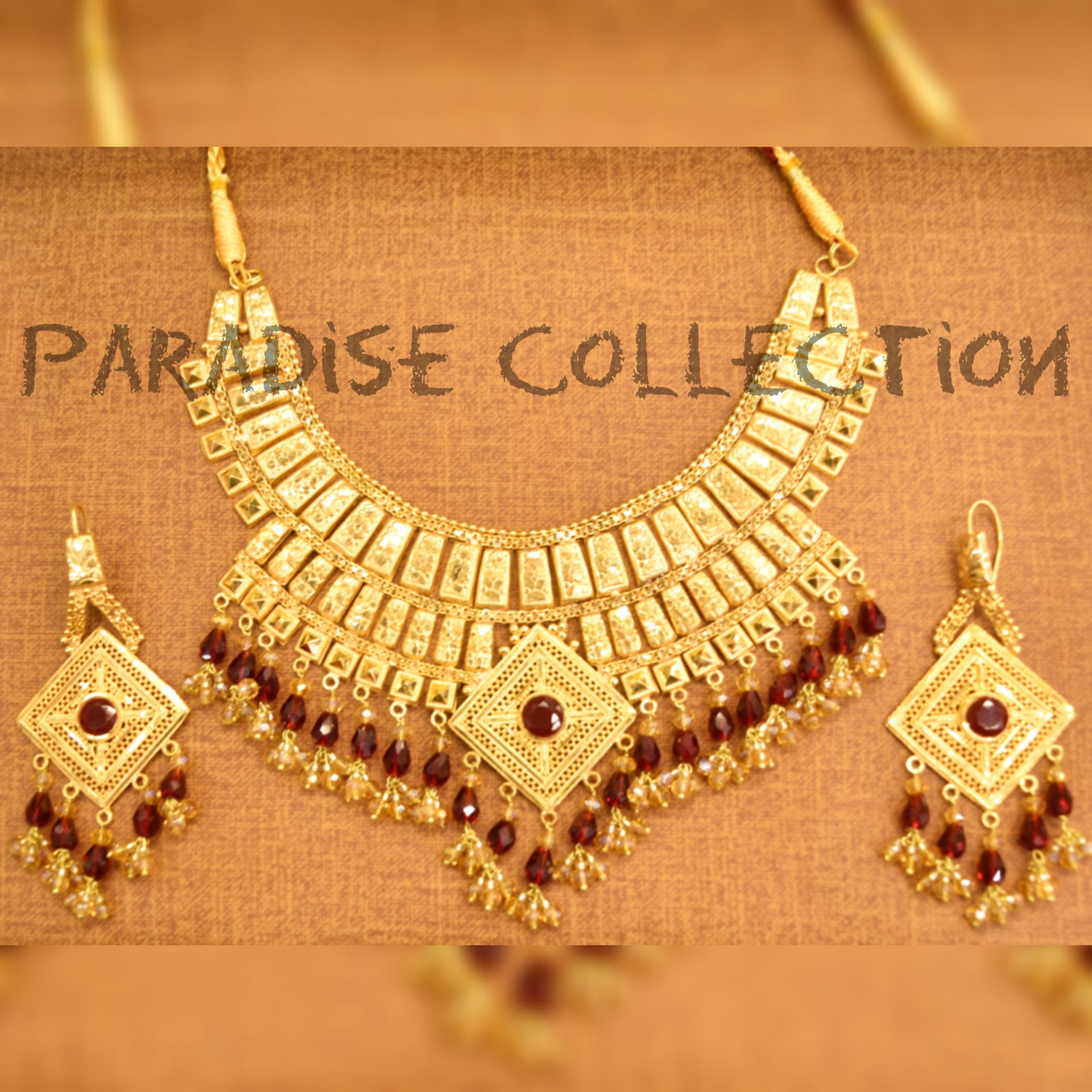 High Quality Light Weight Gold Plated Bridal Set Real Gold Design Art By Paradise