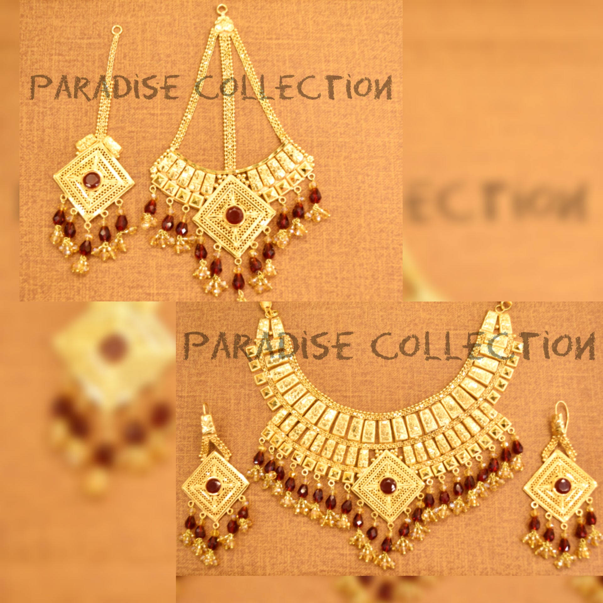 High Quality Light Weight Gold Plated Bridal Set Real Gold Design Art By Paradise