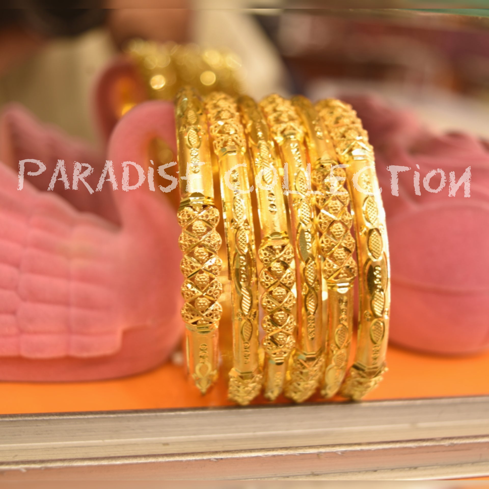 High Quality Real Gold Look Bangles With Fancy Jewelry Box Free