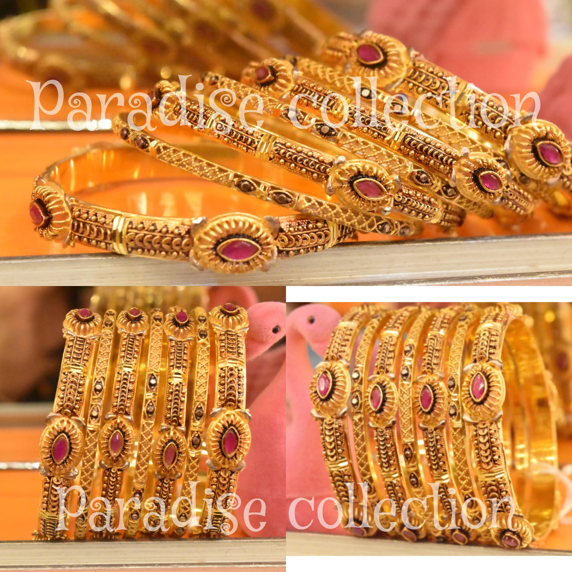 Top Stylish 24K Gold Plated Bangles Set With Fancy Jewelry Box Free