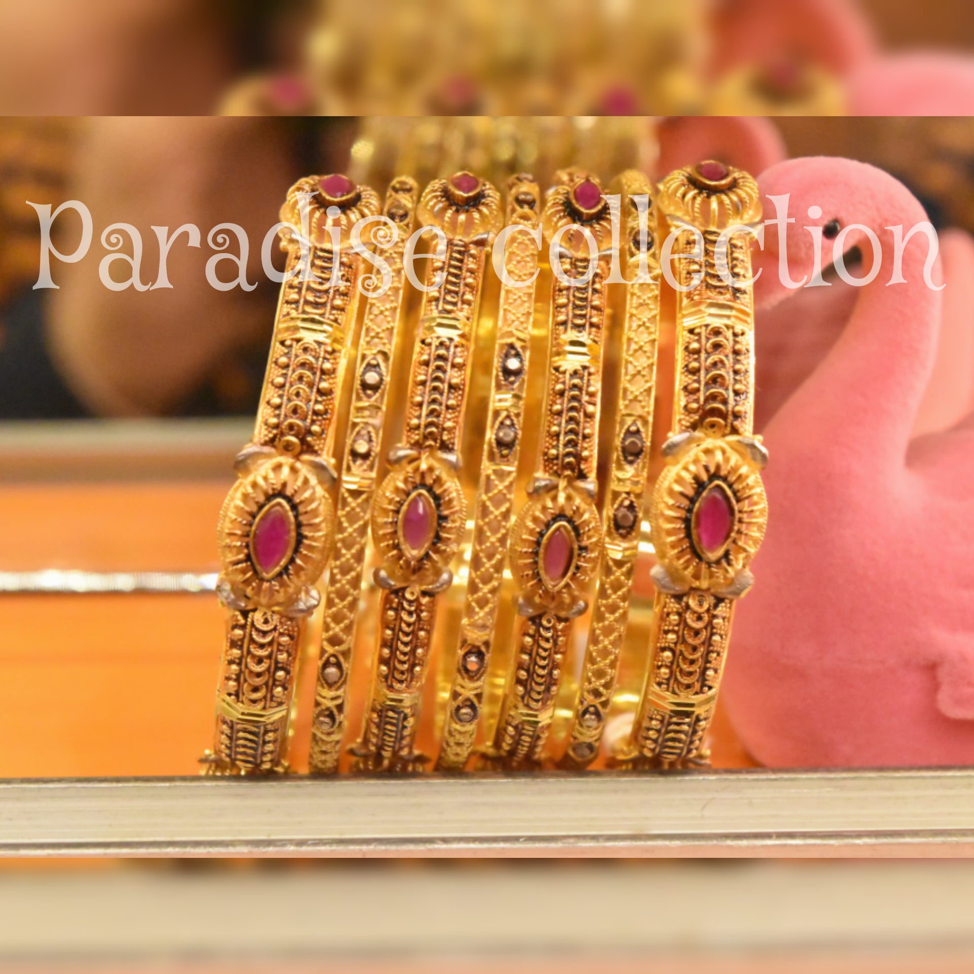 Top Stylish 24K Gold Plated Bangles Set With Fancy Jewelry Box Free