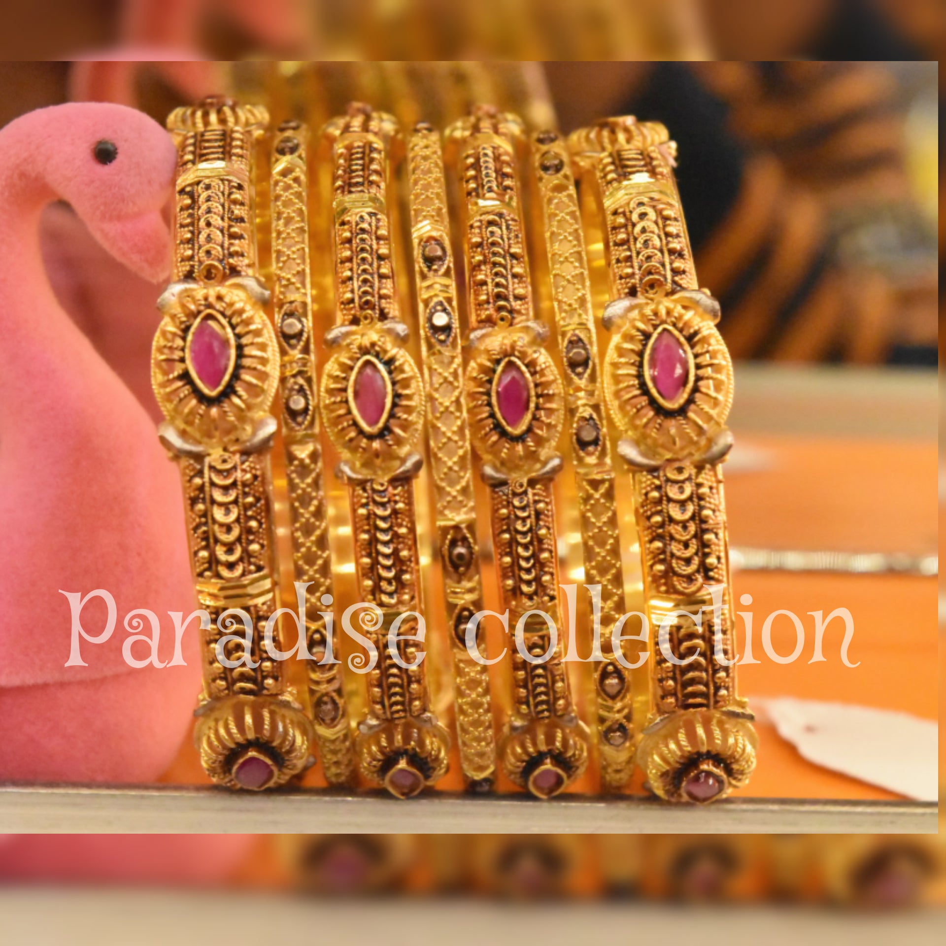 Top Stylish 24K Gold Plated Bangles Set With Fancy Jewelry Box Free