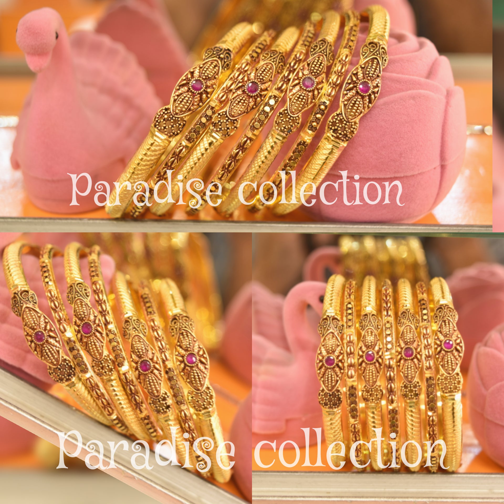 24k Gold Plated Metal Bangles For Women With Fancy Jewelry Box Free