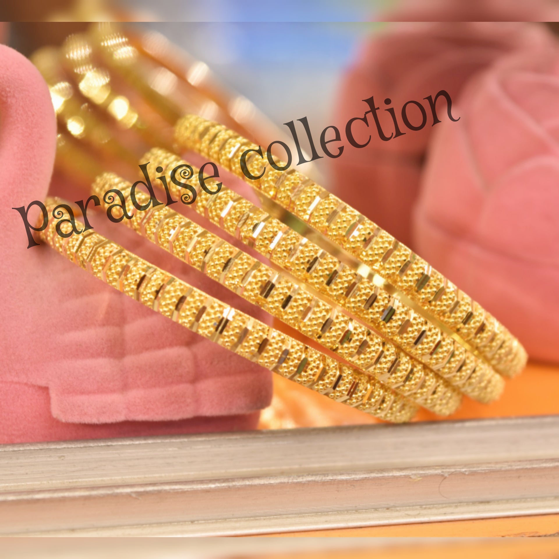 Paradise Designer Bangles 24K Gold Plated With Jewelry Box Free